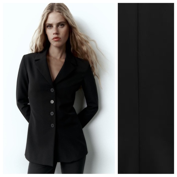 NWT. Zara Black Fitted Buttoned Blazer. Size XS. - Picture 2 of 10